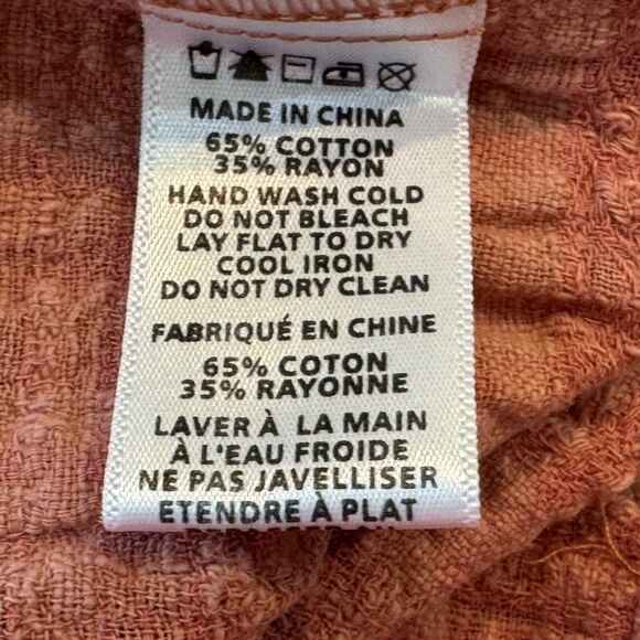 Roolee Women's Peasant Top Large Long Sleeve Round Neck Ruffle Trim Rusty Color - Picture 7 of 8